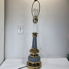 Vintage Falkenstein Table Lamp Gray Brass Tone Metal Mid Century 29