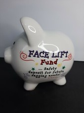 Face lift Fund Pig Piggy Bank Humorous Gift Ceramic 4.5 in tall picture