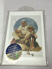Vintage Norman Rockwell Folded Note Cards Fishing  picture