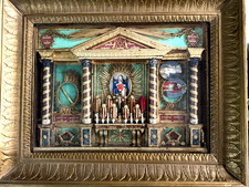 ANTIQUE 19th CENTURY SHADOW-BOX RELIQUARY W/20 1st CLASS HAIR RELICS VIRGIN MARY picture