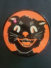 1940s Vintage Kirchof Halloween Black Cat  Noisemaker Tin Litho Works  picture