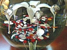 LARGE Antique MILLVILLE White RAVENNA LILY MAGNUM Art Glass PAPERWEIGHT picture