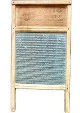 National Washboard Co. Atlantic No.510 Original . GLASS . Wood . VTG . Laundy Rm picture