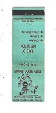Bonnie Doone Grill  Matchcover  Provincetown, MASS. picture