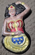 Folk Art Painted 1978 Wilton Wonder Woman aluminum Cake Pan Vintage picture