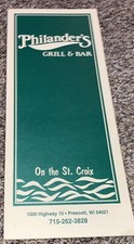  Vintage Philander's Bar & Grill Restaurant Menu on St. Croix Prescott WI picture
