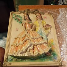 Vintage Roman Art Co Robia Ware Victorian Couple Chalkware Wall Decor St. Louis picture