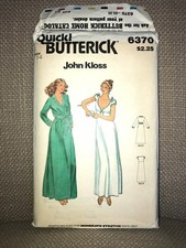 1980 Butterick pattern # 6370 John Kloss Fitted Gown &  front wrapped Robe picture
