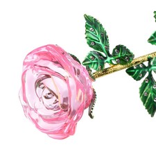 Crystal Rose Flower with Stem, Single Forever Rose, Pink picture