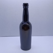 Antique Black Liquor Ale Beer Blown Glass Bottle 1880s picture