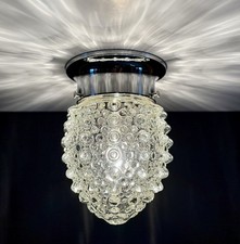 Vintage Mid Century Pointed Hobnail Chrome Ceiling Light Fixture 1940s 1950s Vtg picture