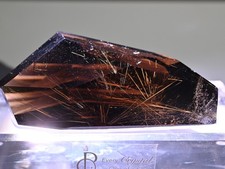 Golden Rutilated Smoky Quartz Crystal Point w Acrylic Stand 380g picture