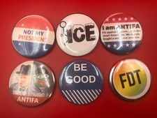 button pins 2.25 inch Anti-Trump FDT Anti-ICE SET OF 6 picture