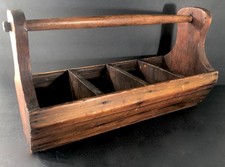 Vintage Antique Homemade Carpenters Nail Carrying Tote Box Nice 4 Display Size picture
