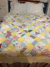 Vintage Patchwork Crazy Quilt Feedsack Display Cutter Hand quilted Great Colors picture