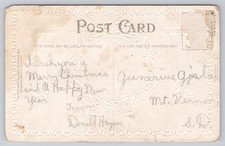 Antique Santa Claus Dec 25 Yours Mine Christmas Embossed Postcard picture