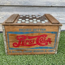 VTG Pepsi Cola Bottle Cap Checkers Original Lidded Wooden Nickel Crate Box READ picture