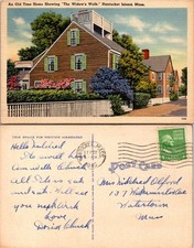 Nantucket Island Mass Postcard An Old Time Home Widows Walk Vintage 1955 Color picture