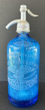 Antique Blue Seltzer Bottle New York Bottling Works Mancave Cottectible Barware picture