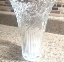 VINTAGE Clear Glass CRYSTAL TRUMPET Bud VASE Rose Embossed FAN CUT Ribbed picture