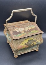 ATQ Art Nouveau Huntley & Palmers Picnic Basket Hamper Biscuit Tin C. 1897-1904 picture