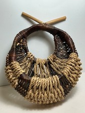 Vintage Rustic Hand Woven Bamboo & Willow Wall Basket/Planter 15.5 in. picture