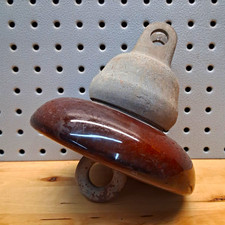 A.T. PINCO Brown Glass Suspension Power Line Electrical Insulator w/ Metal picture