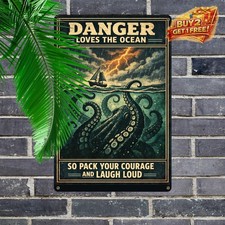 Funny Octopus Everything Will Kill You Bathroom Quote Tin Sign 8x12 Decor picture