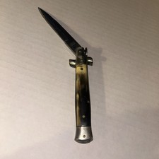 Vintage Made in Italy Stiletto Folding Pocketknife Horn Handle picture