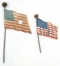 American Flag Patriotic Straight Pin Set Of 2 Star Spangled Banner Antique 1920s picture