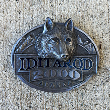 Vintage 2000 Alaskan Dog Sled Race Belt Buckle The Last Great Race Easy Install picture