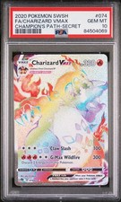 PSA 10 POKEMON SWORD & SHIELD CHAMPION'S PATH #074 FA/CHARIZARD VMAX picture