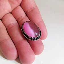Ancient Vintage Victorian Sterling Silver Ring Natural Rose Quartz stone Size 8 picture