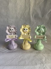 Vintage Anthropomorphic Flower Noggin Bud Vases Set of 3 Pastel Kitsch Ceramic picture