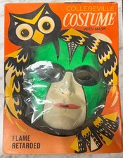 Collegeville Spider Halloween Costume Mask Original Box 12-S Med 1970s Vintage picture