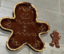 Vintage Hull Pottery Brown Drip Gingerbread Man Plate Platter Tray USA Excellent picture