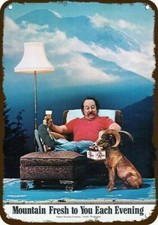 1974 RAINIER BEER & 70's Man & Mt. Goat Vntge-Look DECORATIVE REPLICA METAL SIGN picture