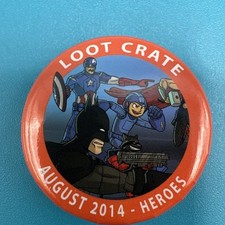 AUGUST 2014 - HEROES LOOT CRATE COLLECTIBLE PIN BUTTON picture