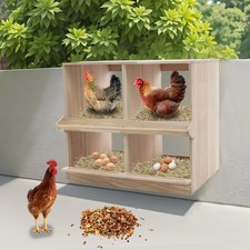 Chicken Nesting Box 4 Compartment Wooden Nesting Boxes for Chickens with Perches picture