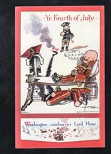 G97 Patriotic Antique Postcard July 4th Political Washington Lord Howe Fireworks picture