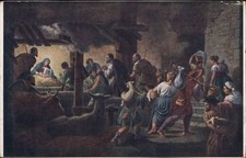 Art People Animals crowding around Mary, Joseph Baby Jesus. Vintage Postcard picture