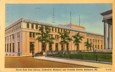 1952 Postcard Enoch Pratt Free Library Baltimore Maryland linen picture