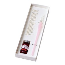 HERBIN Glass Pen Bonbon & Mini Ink Set Light Pink Tender Rose 18cm Gift Box picture
