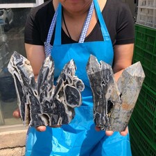 2Pcs 6.86LB Natural Sphalerite Crystal Obelisk Quartz Multi pointed tower Heals picture