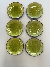 Vintage Kotobuki Japanese Green Crackle Glaze Trinket Dish Lilies 7 Available picture