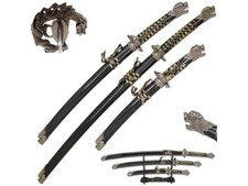 Snake Eye Warrior Japanese Samurai Sword 3PC set, Stainless Steel Katana picture