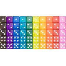 Vintage Style 50-Pack D6 Dice Set – 10 Unique Colors, Translucent 16mm Game Dice picture