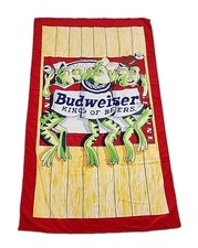 EUC Vintage Budweiser Frogs Beach Pool Towel Beer Retro 100% Cotton picture
