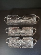Godinger Shannon Crystal Freedom Buffet Flatware Cutlery Caddy Holders Set Of 3 picture