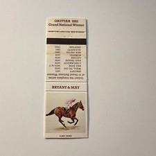 Bryant & May Grittar 1982 Grand National Winner Vintage Matchbook Cover 5MB126-3 picture